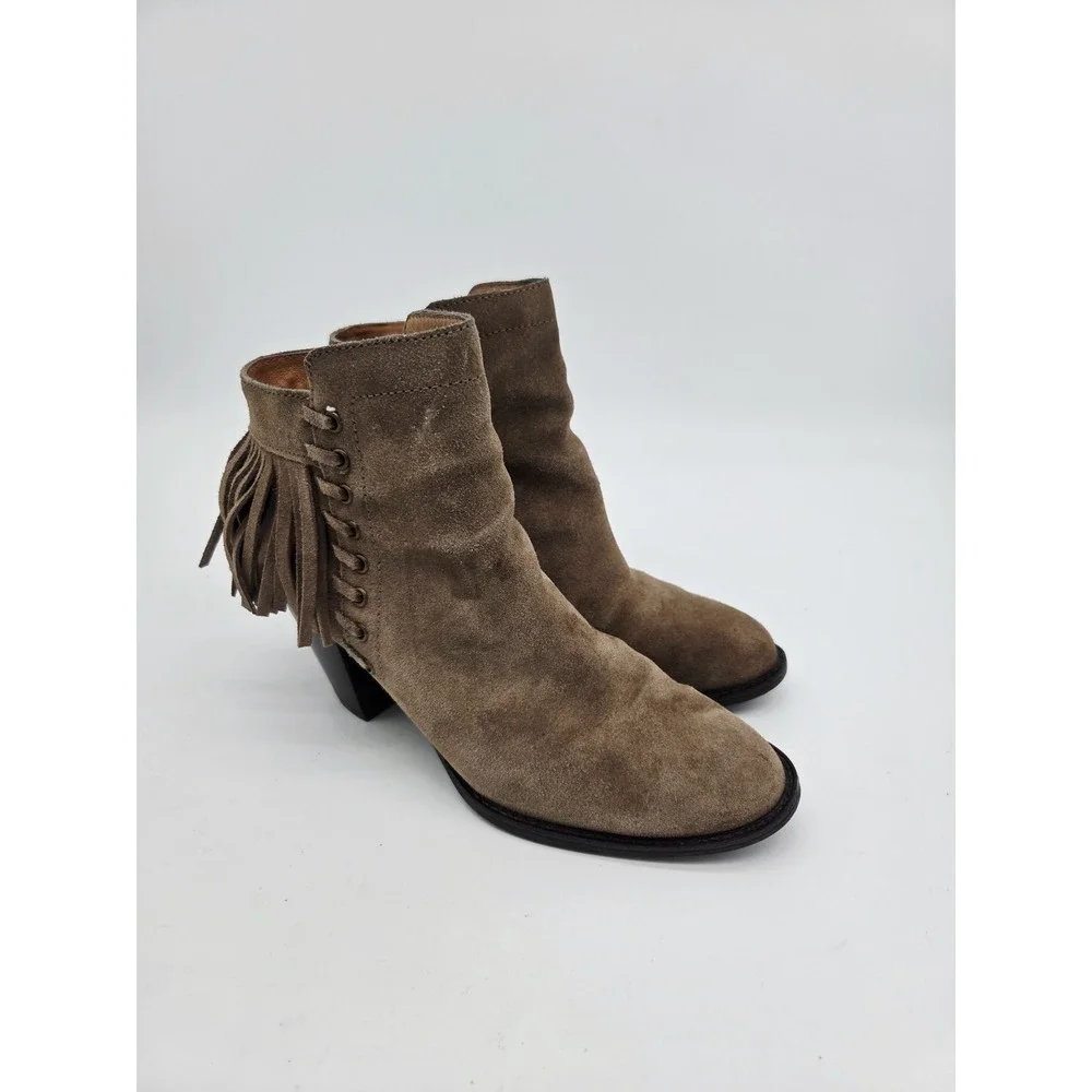 Sofft Boots Womens 7.5M Brown Leather Suede Heeled Ankle Buckle Comfort Classic